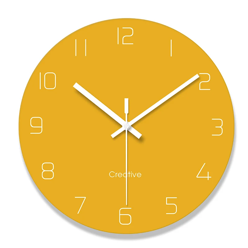 Скандинавские круговые креативные простые индивидуальность современная мода Бытовая Гостиная тихие электронные кварцевые наручные часы - Цвет: Vibrant yellow