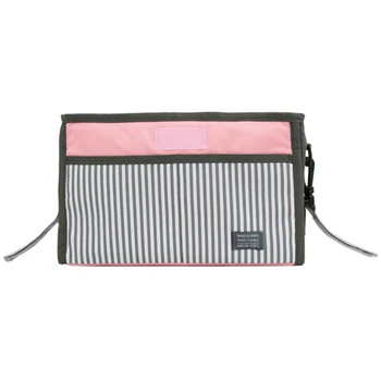 

Baby Buggy Handbag Pram Saddlebag Stroller Storage Bag Pushchair Hanging Travel Bag Baby Stuff Organizer -Stripe Pink/Dots Black
