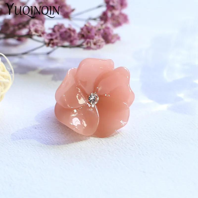 Reducido Anillos De Compromiso coreanos con flores acrílicas para mujer, joyería minimalista de resina, anillo de dedo rosa para niña y mujer mmQKMzoZkLL