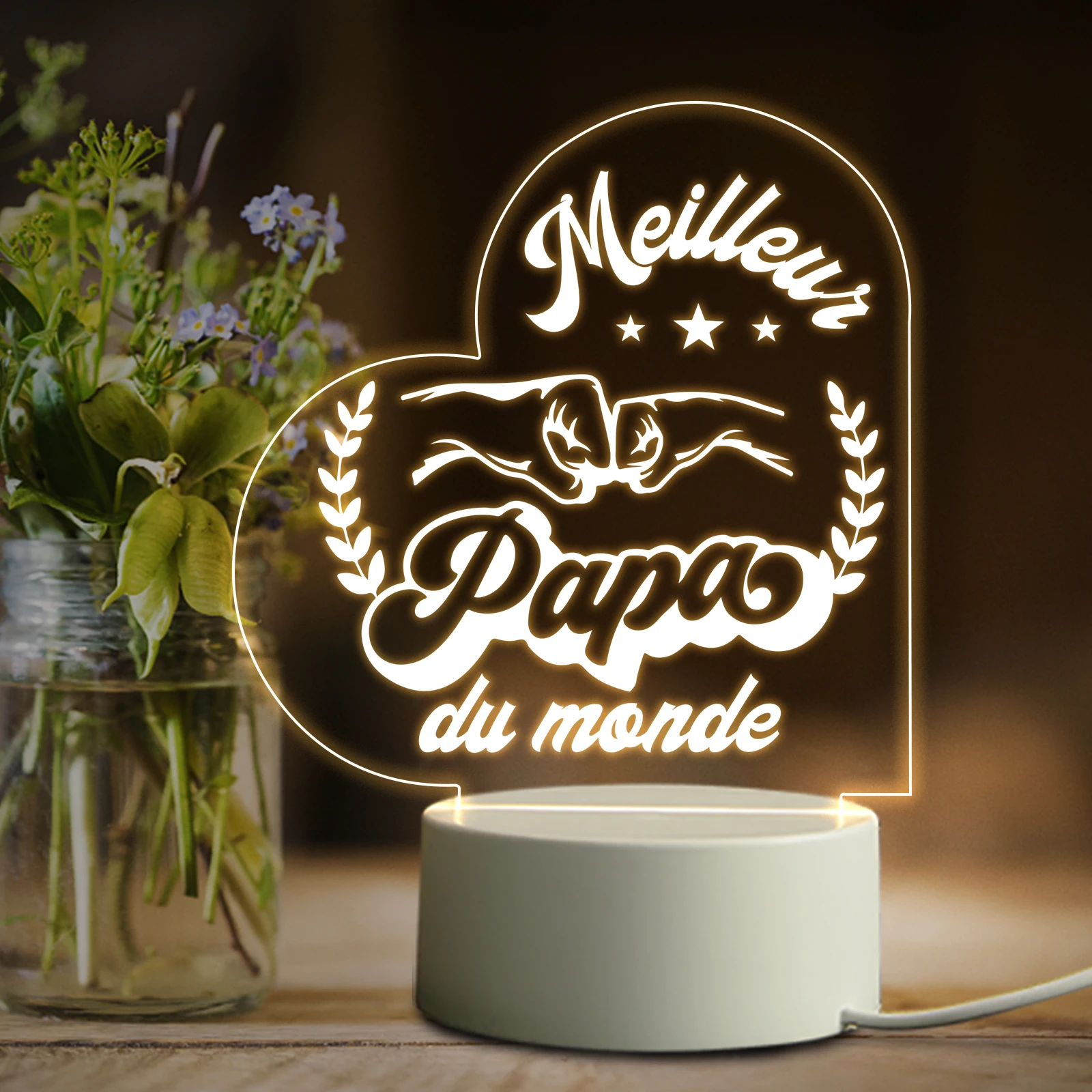 night lamp Dad's Gift LED Acrylic Warm Base Night Light Father's Day Present Engraved Bedside Sleeping  Atmosphere Lamp Home/Party Decor night stand lamps