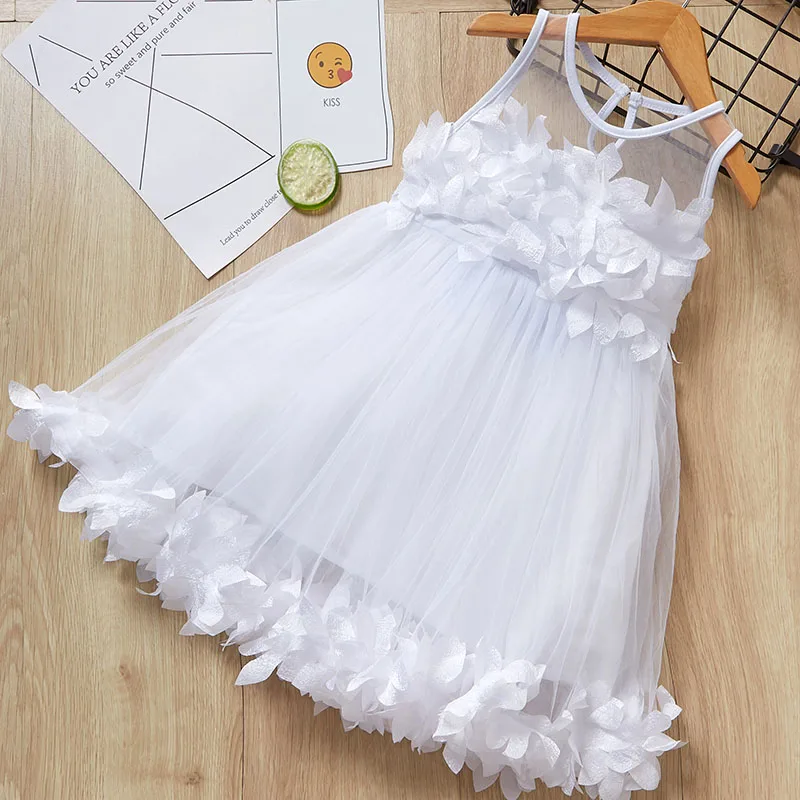 Mayfair Cabin/осенняя одежда для девочек; свадебное кружевное платье в горошек; платье принцессы; детское элегантное платье из тюля для девочек; платье с цветочным узором для девочек - Цвет: AZ666 White