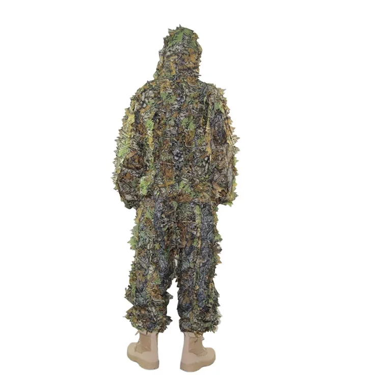 Outdoor Ghillie Suit 3D Maple Leaf Camouflage Clothes Jacket and Pants CS training War Game Jungle Hunting Clothes for Sniper