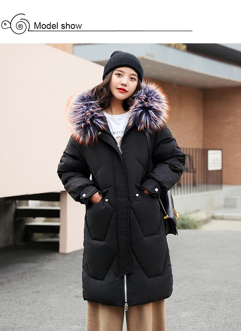 Зимние женские куртки Новая Мода Длинная женская парка 3XL большой размер с капюшоном с меховым воротником размера плюс зимнее пальто