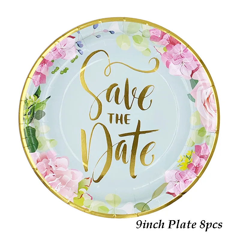 9inch plate 8pcs Вечеринка «будущая Невеста» одноразовая посуда золотой фольги бумажный стаканчик, тарелка салфетки Свадебные курица холостяк вечерние сувениры украшения - Цвет: 9inch plate 8pcs