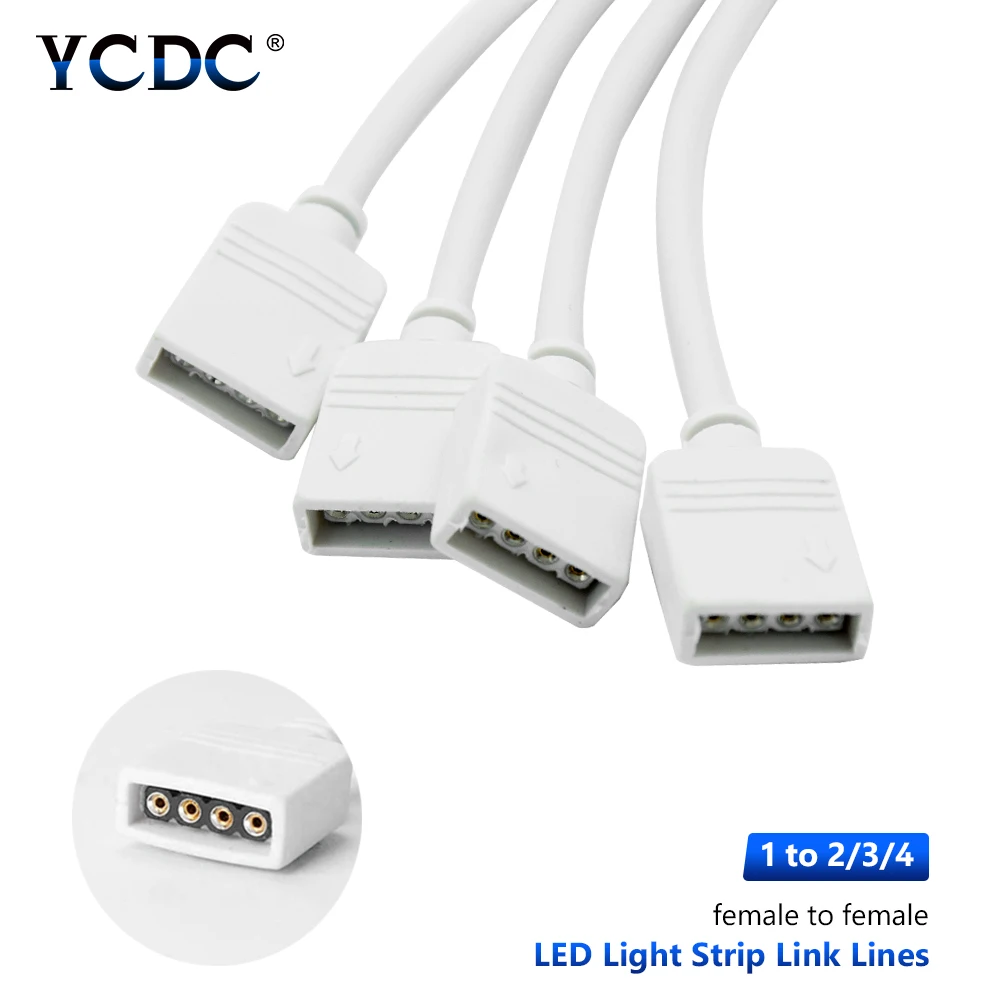 

4 Pins RGB 3528 5050 LED Strip Lights Wire 1 to 1 2 3 4 5plug power Splitter Female Cable Connector wire for RGB Led Strip Light