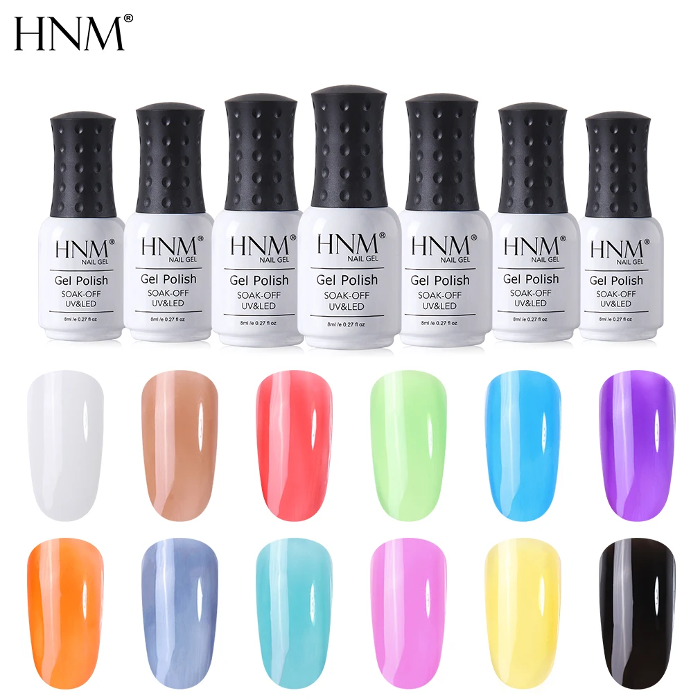 HNM Translucent Glitter Titanium Silver 8ml UV Gel Nail Polish DIY Varnish Gemstone Glass Hybrid Fo