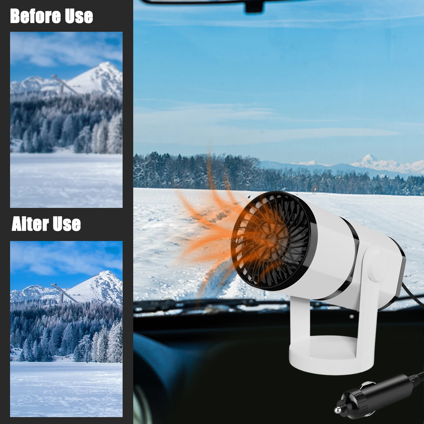 2 In 1 Cold And Warm Wind Defrosting And Snow Demister Car Defroster 12V/24V Car Heater 360