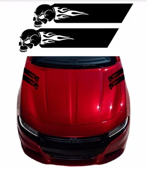 

For (2Pair)NEW SKULL FLAMES Fender Hood Hash Bar vinyl RACING STRIPES (Fits Dodge CHARGER)