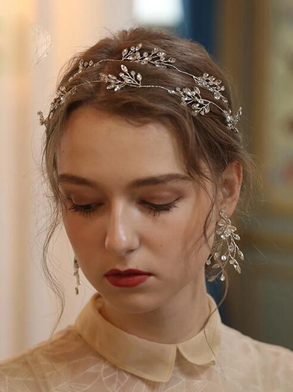 Bridal Silver Rhinestones Hair Vine Headband Wedding Head Jewelry Trendy Headpieces Prom Crystals Hair Accessories For Women
