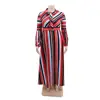 Robe africaine grande taille 4XL 5XL pour femmes, tenue de soirée élégante à rayures rouges, manches longues, longueur au sol, ample, taille haute, tendance, automne ► Photo 3/6