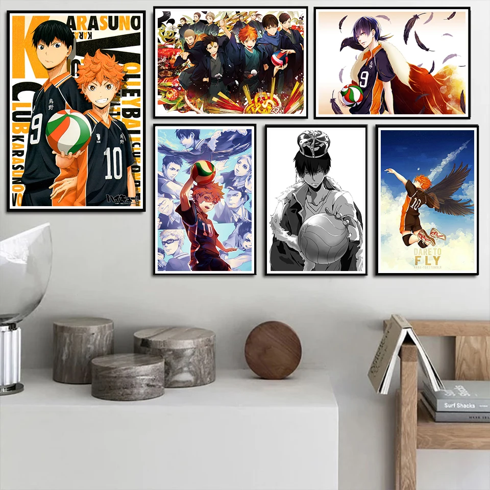 Hikyuuポスターバレーボール男の子キャンバス絵画日本のアニメスタイル漫画壁アート写真リビングルームのプラカ Aliexpress ホーム ガーデン