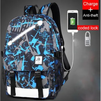 

Boys School Bag Bagpack Student School Backpack Anime Luminous USB Charge Schoolbag Laptop Backpack For Teenager