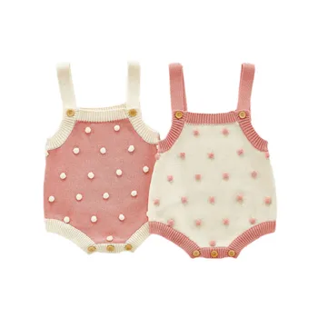 

Autumn Baby Handmade Pom-Pom Knitted Wool Strap One-Piece Romper Baby's Romper baby girl clothes