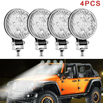 

1/2/4pcs Round 21W 3030 7-LED Spot Work Lights Car Truck SUV Boats Lamps 9V-30V IP67 Waterproof And Dust-proof