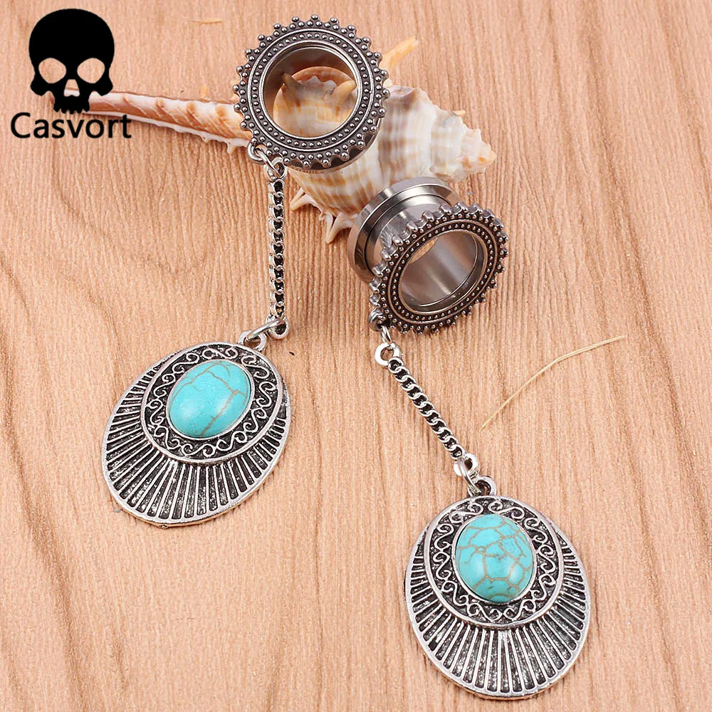 Casvort, 2 шт., серьги для пирсинга, расширитель, туннель, заглушка, Висячие шпильки, седло, ушные измерители, носилки, спираль, пирсинг, ювелирное изделие, подарок