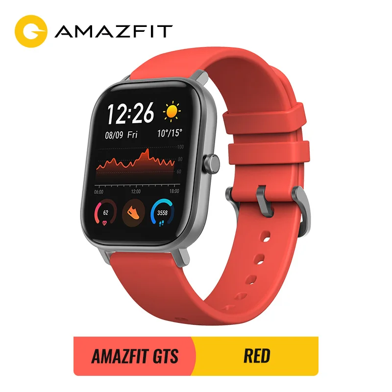 Red Amazfit GTS глобальная версия Смарт часы smartwatch gps Бег Спорт Пульс 5ATM водонепроницаемый браслет AMOLED экран - Цвет: Red