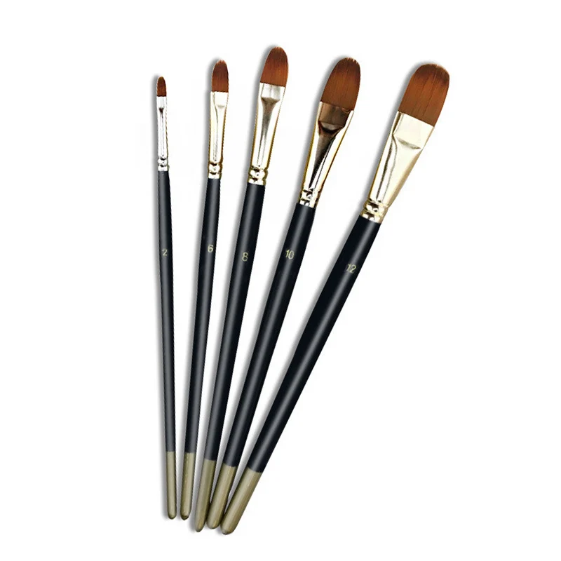 

5pcs Nylon Wooden Handle Sketching Paintbrushes Oil Art Brush Tools Replacement