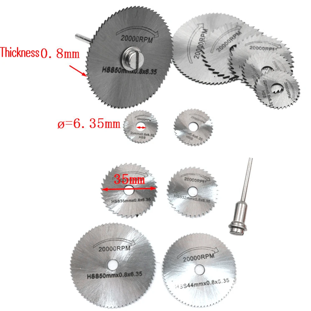 7 шт. Набор Мини HSS круговой пилы роторный инструмент для Dremel металлический резак набор электроинструментов для резки дерева диски сверла оправы Cutoff