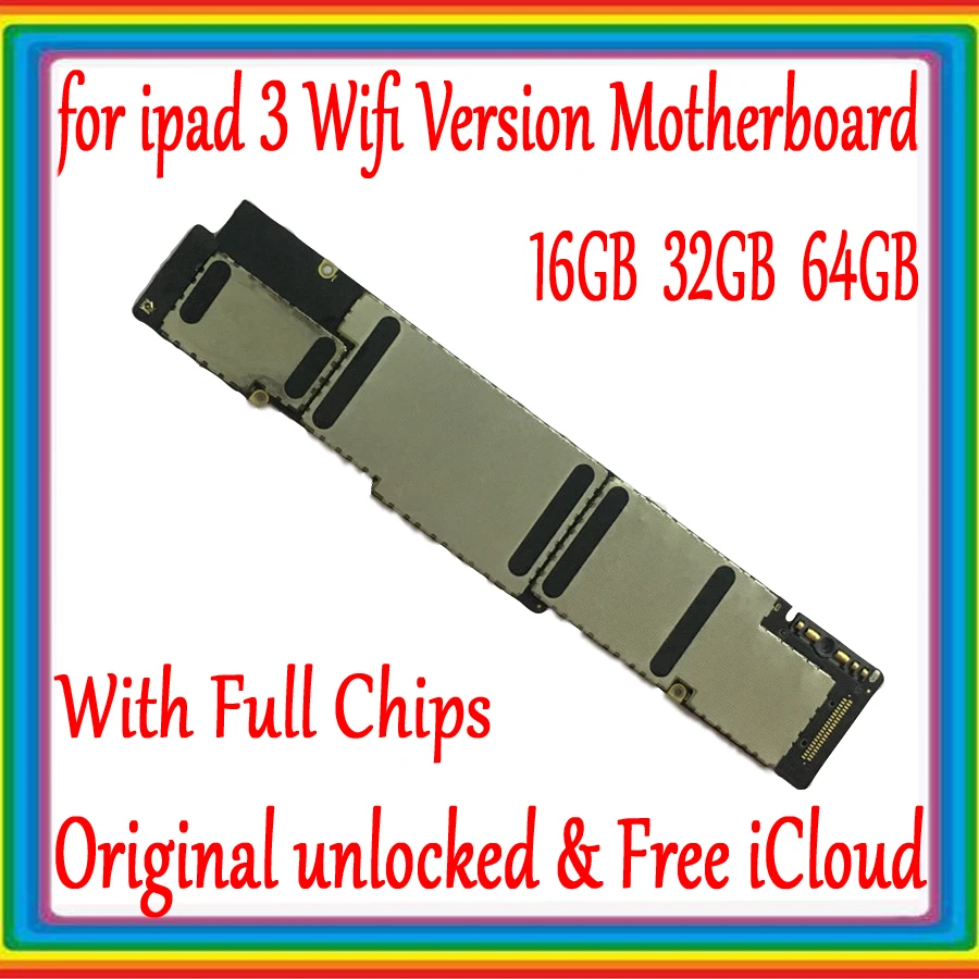 Версия Wifi/Wifi-3G версия материнская плата для ipad 3 материнская плата с чипами, оригинальная разблокированная материнская плата для ipad 3, бесплатный iCloud