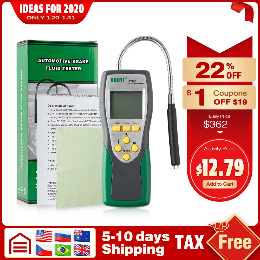 

Duoyi DY23/DY23B Vehicle Automotive Brake Fluid Tester Digital Brake Fluid Check Car Brake Oil Quality LED Indicator Display