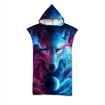 

Kids hooded beach towel wolf print wearable bath towel adult towel sports travel microfiber beach towel Shawls designers towel