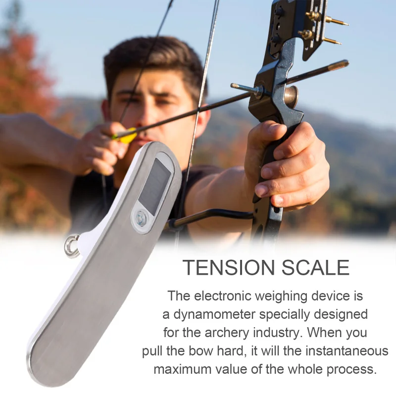 

110lbs LCD Digital Bow Scale Force Gauge Test Tool ABS Stainless Steel Dynamometer Recurve Measuring Portable Instrument Archery