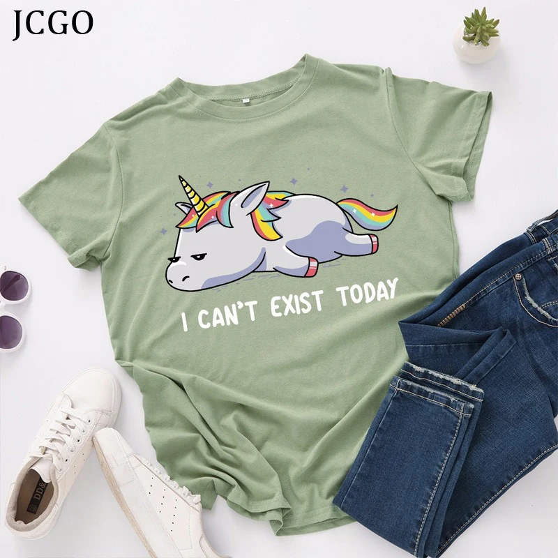 Летняя женская футболка JCGO универсальные Хлопковые женские футболки 5XL с принтом