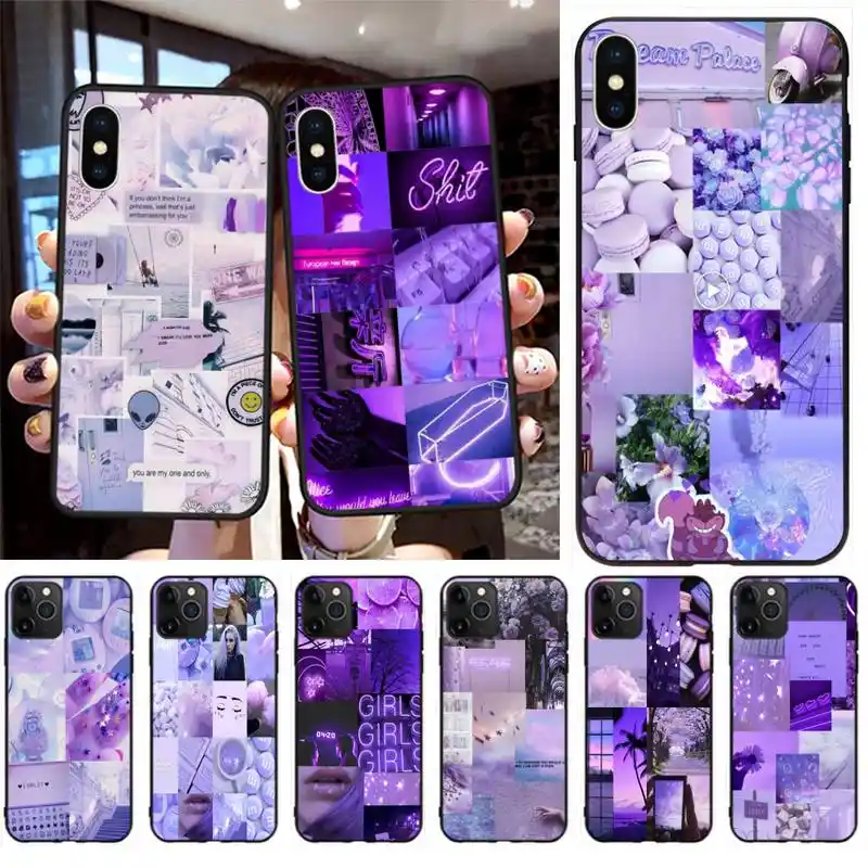 Purple Love Aesthetic Art Girly Bling Cute Phone Case For Iphone 11 Pro Xs Max 8 7 6 6s Plus X 5s Se Xr Case Phone Case Covers Aliexpress