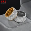 Auxauxme 5 Row Lines Clear White Stones Wedding Rings For Women Fashion Zircon Stainless Steel Female Teen Jewelry 3