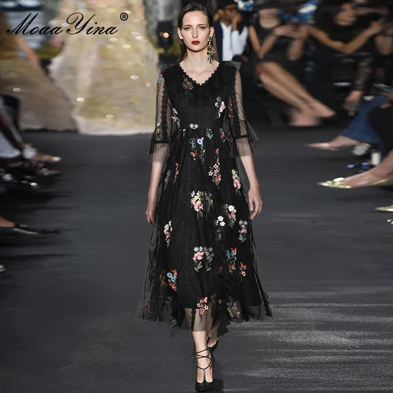 MoaaYina Fashion Designer dress Spring Autumn