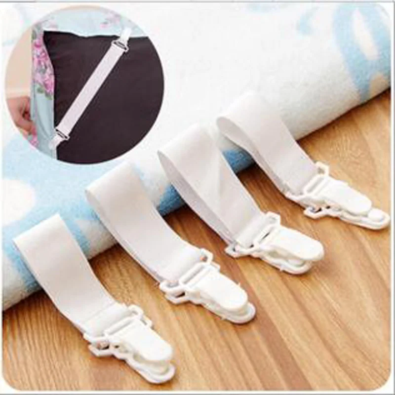 

4Pcs/set Elastic Bed Sheet Clips Mattress Cover Blankets Sheet Clamp Grippers Clip Holder Fasteners Set Home Textiles White