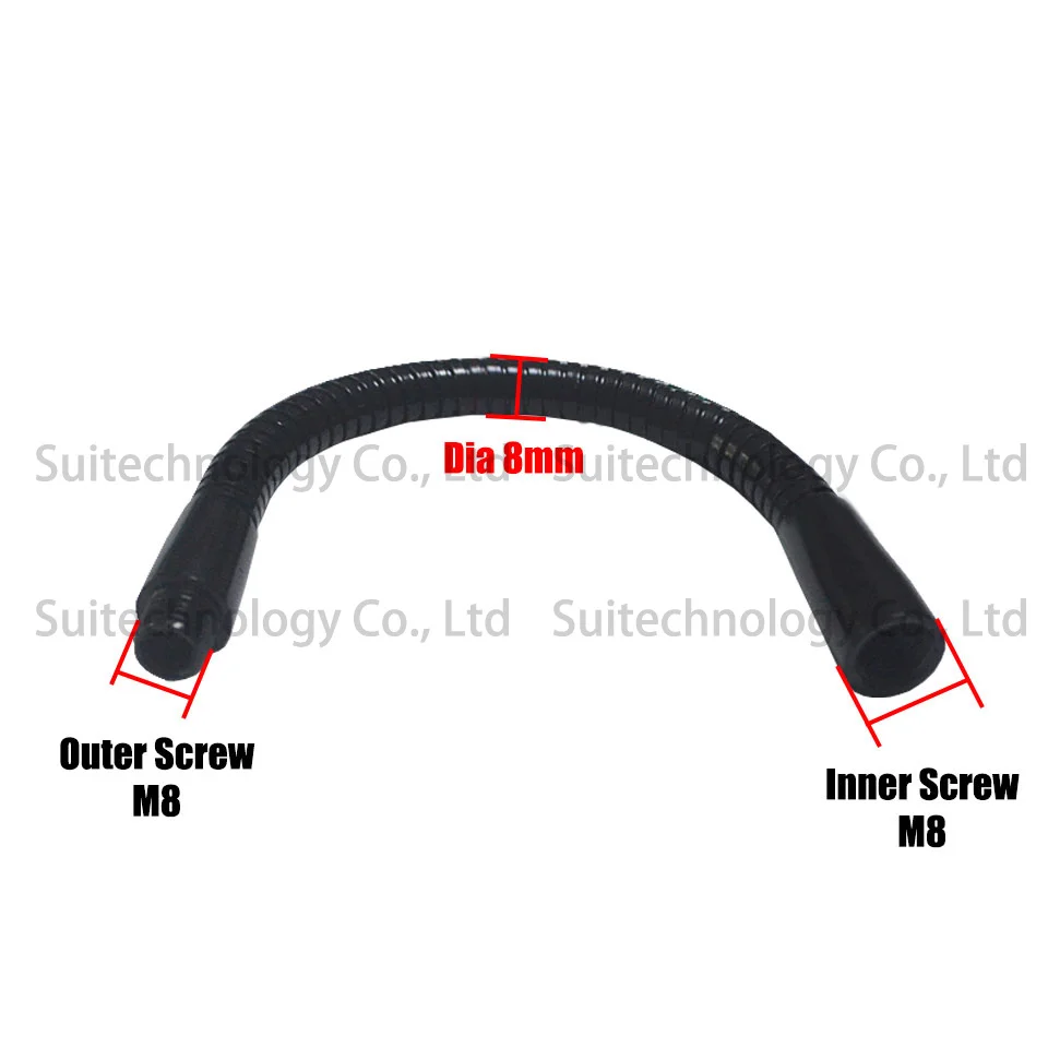 2 шт. диаметром 8 мм светодиодный «гусиная шея» светодиодный гибкий держатель лампы внутреннего M8+ Внешняя M8 черный шланг Универсальная мягкая труба из змеиной кожи, с металлическими каблуками трубки