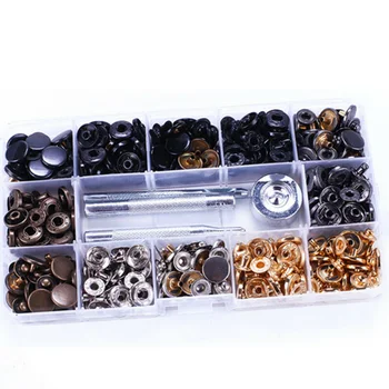 

120pcs Snap Fasteners Metal Buttons Press Studs Leather Bag Jacket Assortment