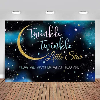 

Photography Backdrops Twinkle Twinkle Little Star Customized Sky Glitter Moon Photo Background Photophone Photocall