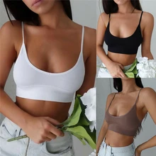 New 2020 Women Strappy Cotton Solid Tank Tops Vest Summer Sexy Short Crop Tops Camis Tees Tops Ladies Casual Sports Top Clothing tanie tanio Meihuida POLIESTER NA RAMIĄCZKACH Sukno Women Clothing NONE Sexy Club Stałe