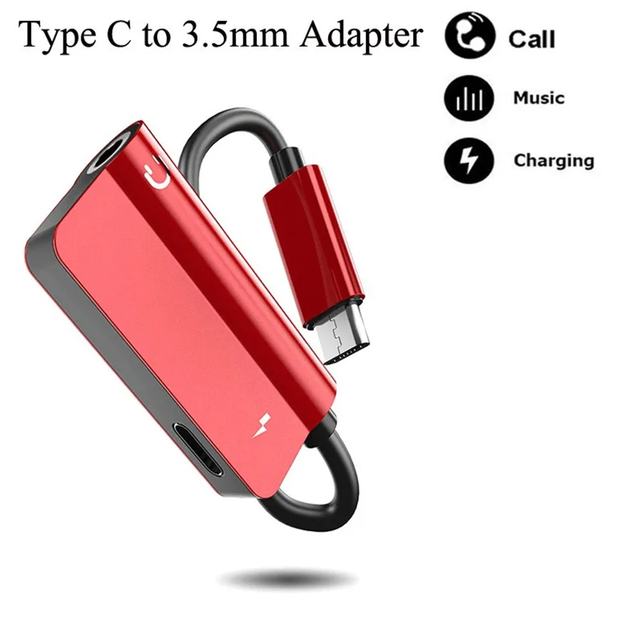 

Type-C to Type C 3.5mm Aux Jack Charging Audio Adapter 2 In 1 Splitter Adapter for Huawei for Xiaomi Mi 9 for Samsung S10 Plus