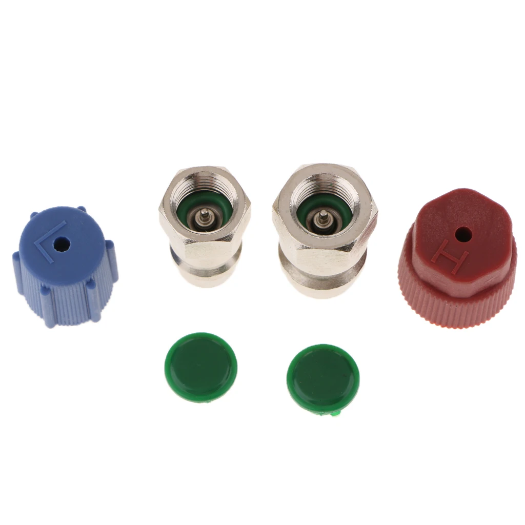 2X Red+Blue A/C Charging Port Hi/ Low Adapters Retrofit R12 R22 to R134a