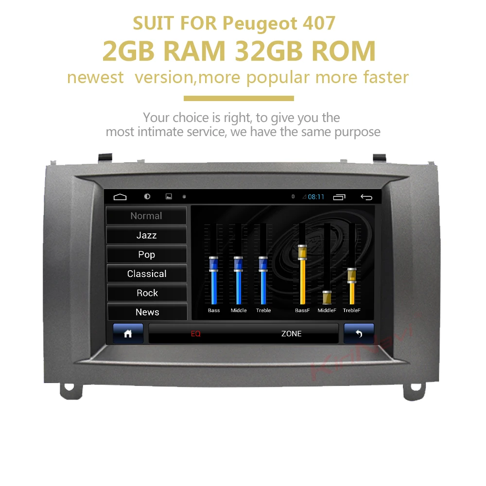 Discount KiriNavi 7" HD Touch Display Android 9.0 For Peugeot 407 2004-2009 Car Radio MP4 Audio GPS Navigation Multimedia Players 2