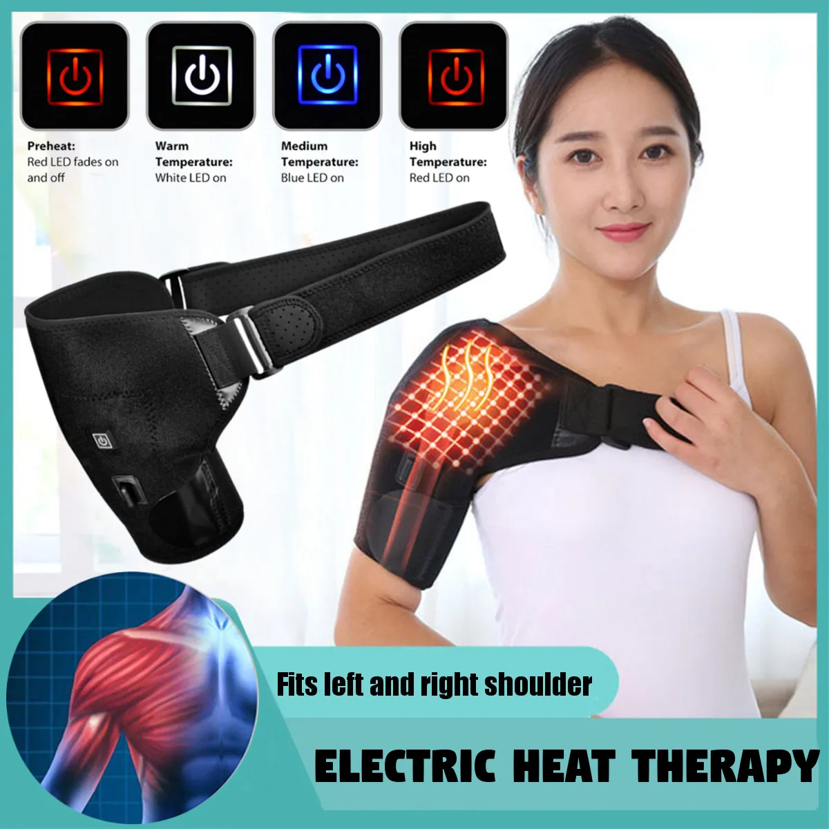Электрическая тепловая терапия регулируемый наплечный бандаж пояс для поддержки спины смещение плеч восстановление травм плеч боли обертывания