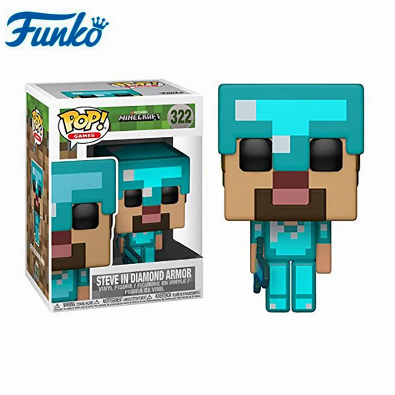 Funko поп Minecraft фигурка Стива в алмазной доспехах Creeper модель Стива коллекционные игрушки 10 см