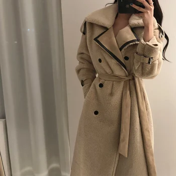 

wool thick woolen coat 2019 women winter long warm long fur coat