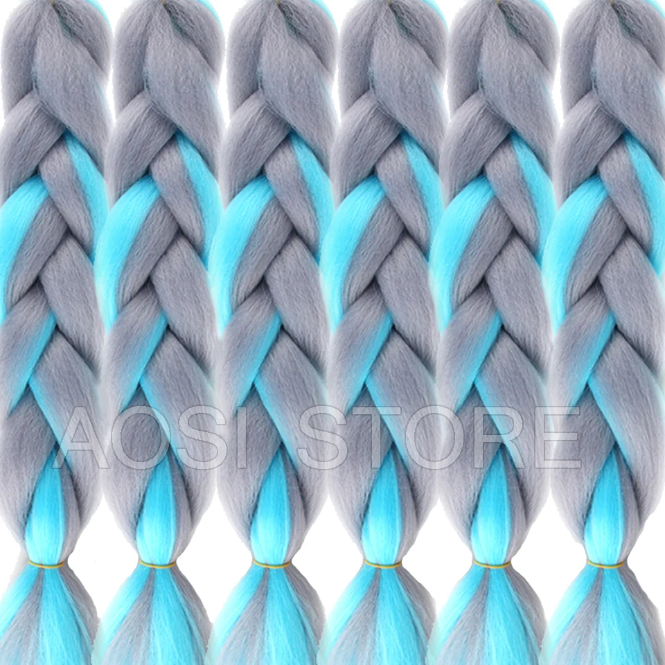 

AOSIWIG 24" Jumbo Braids Long Ombre Jumbo Synthetic Braiding Hair Crochet Blonde Pink Blue Grey Hair Extensions African Viscera