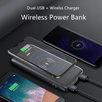 

Qi Wireless Charger Power Bank 10000 mAh Portable Charger Powerbank For iPhone 11 XR X Samsung S20 Poverbank Smartphone