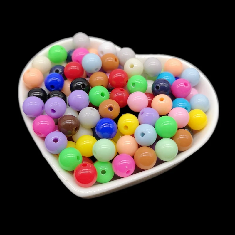 Acrylic Beads 4 6 8 10 mm Round Loose Spacer Jewelry Making Bracelet Necklace DIY Accessory