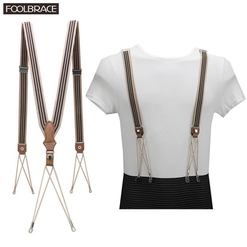 

First Layer Cowhide Real Leather Suspender 6 Button String Holes Unisex Suspender Adjustable Brace Elastic Belt Strap Adult