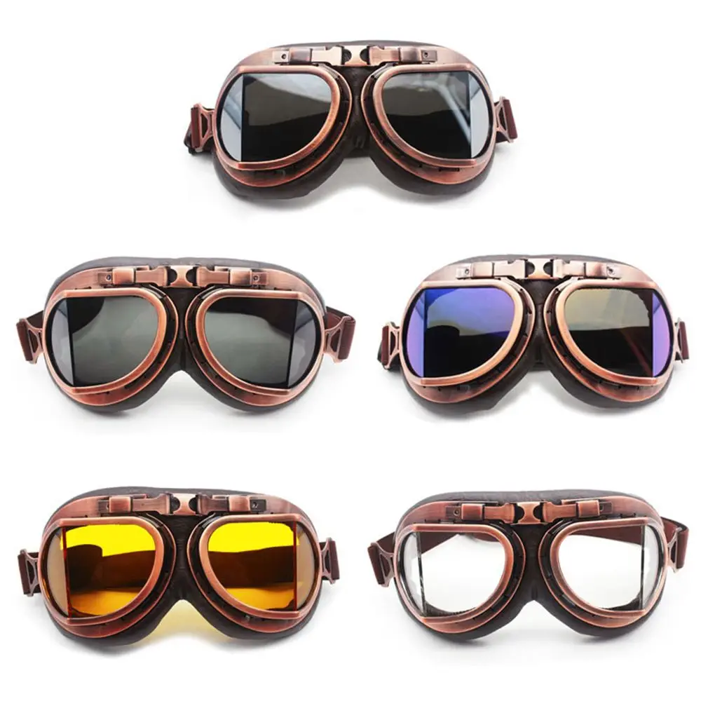 Retro Vintage Pilot Goggles For Motorcycle Cruiser Cafe Scooter 