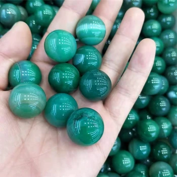 

10pc Polished 20mm Natural Small size green color Agate sphere Crystal Stone Ball for healing