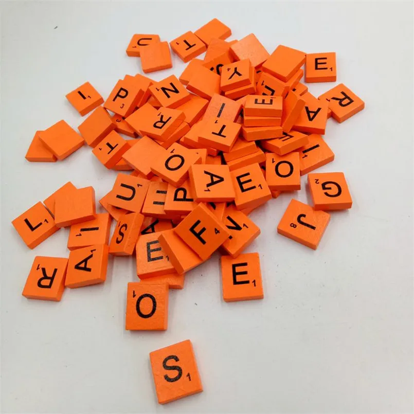 100 Wooden Alphabets Scrabble Tiles Black Letters Numbers Craft Wood Valuabe Amazing Learning Toys 30AG09 (14)