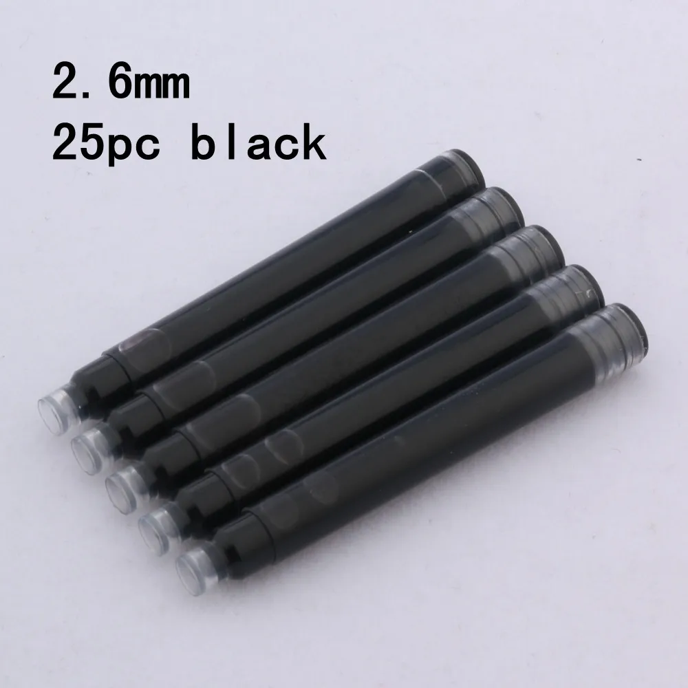 25pcs Universal Fountain Pen Ink Cartridges - Assorted Colors and Sizes for Stationery and Office Supplies