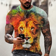 T shirt à manches courtes pour hommes, estival et décontracté, humoristique, Harajuku, Style de rue, à la maison, avec tigre et Animal imprimé, 2021 